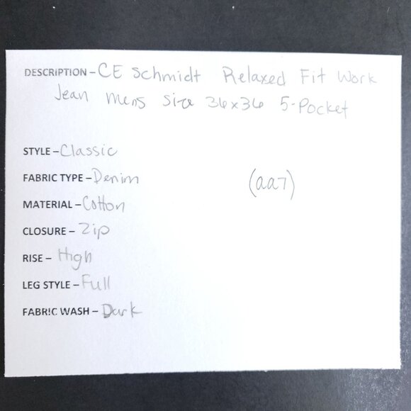 C.E. Schmidt Workwear Mens Size 36x36 Relaxed Fit Five-Pocket Blue Jeans - Picture 10 of 10